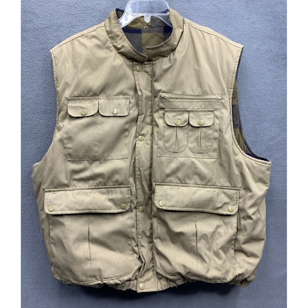 Vtg Weeds Vest Size 2XL Flannel Lined Utility Outerwear Full Zip Multi Pockets